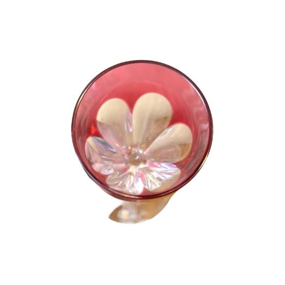 SET‎ 2 BACCARAT GENOVA CUT TO CLEAR CRANBERRY CRYSTAL CORDIAL SHOT GLASSES - Picture 3 of 5